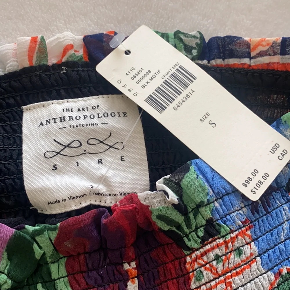 Anthropologie puff sleeve Lil Sire floral blouse. Size Small. NWT - Picture 3 of 6